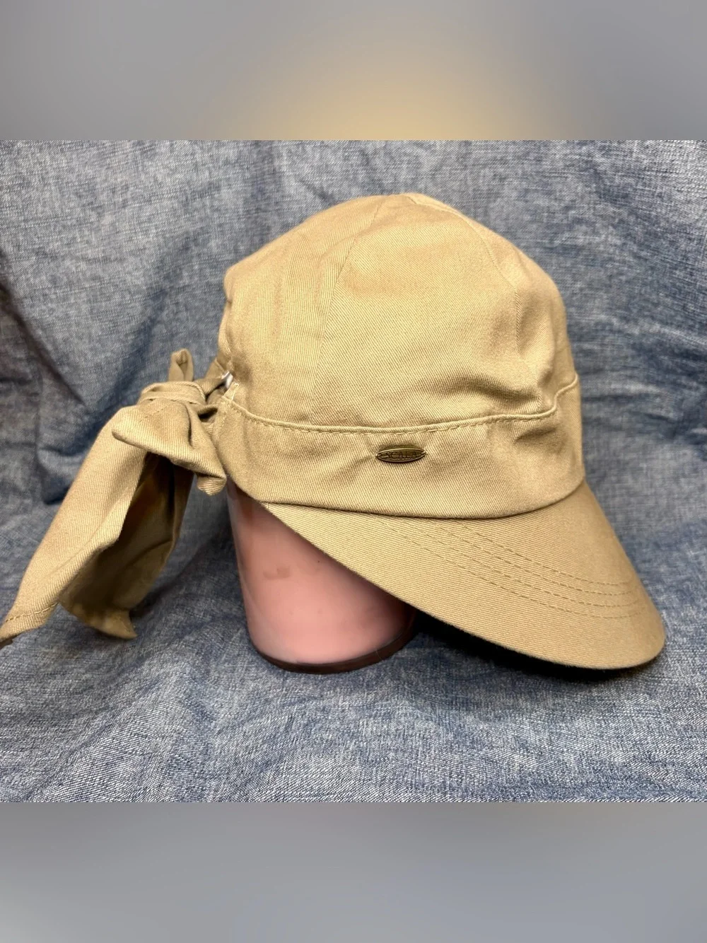 Scala Pronto Women Duck Bill Face Saver Cotton Hats Black Khaki Lot Of 2 O/S